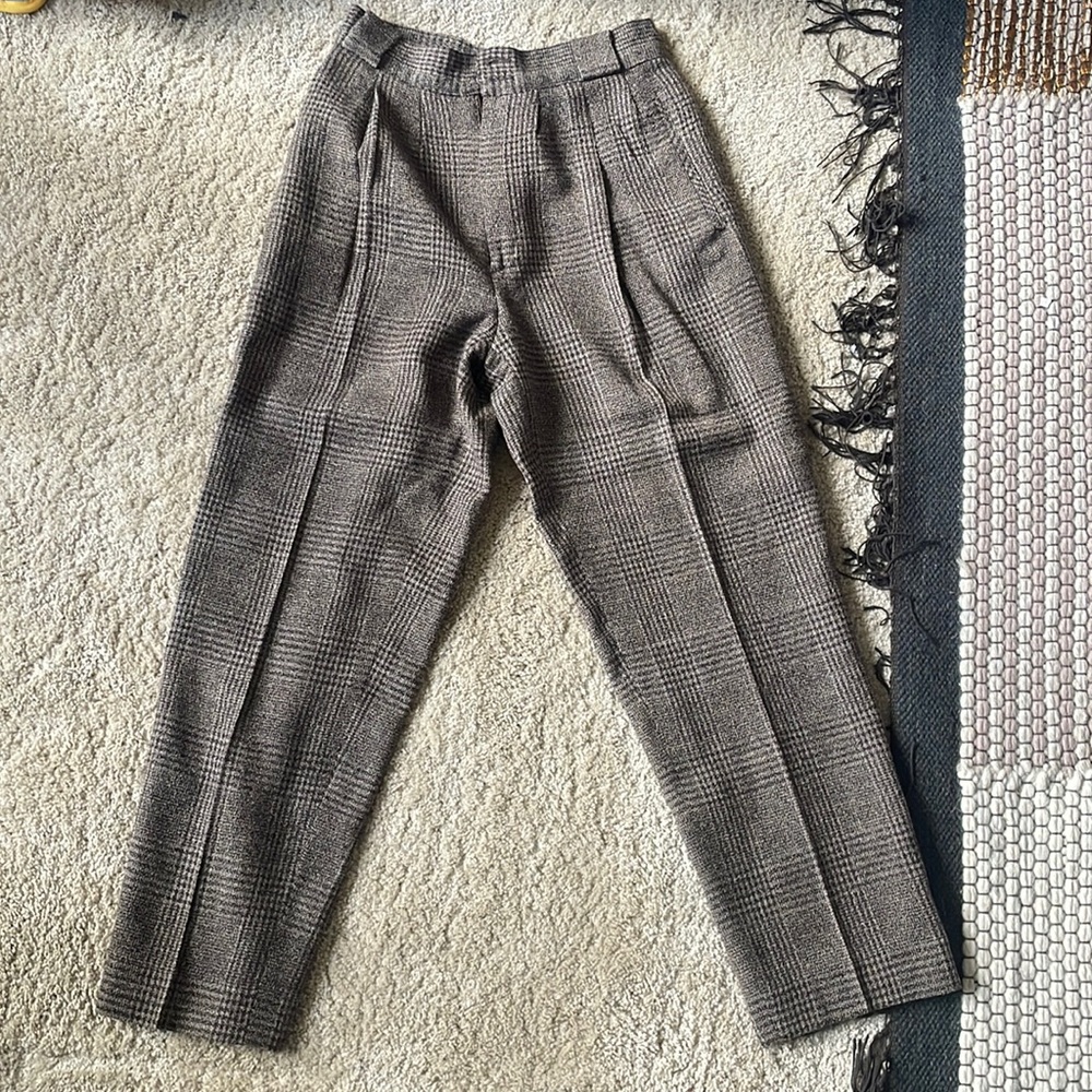 Vintage plaid wool lined trousers